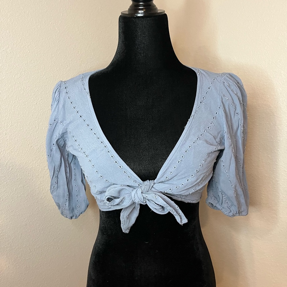 Blue Glassons tie front top